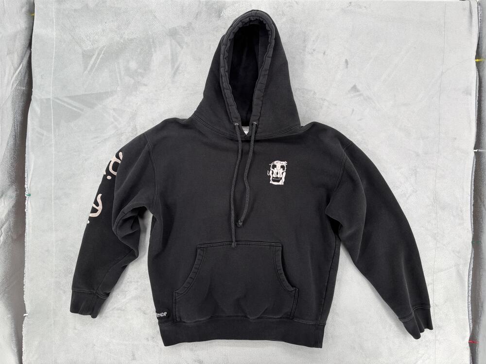 RIPNDIP Hoodie Mens Medium Black Pullover Fleece Cat Skull Graphic Sleeve Logo